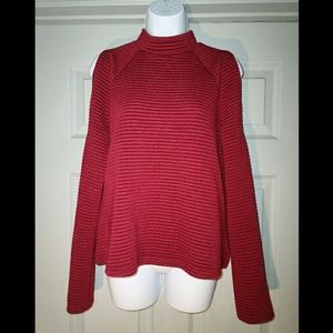 Crew Neck Solid Cold Shoulder Blouse